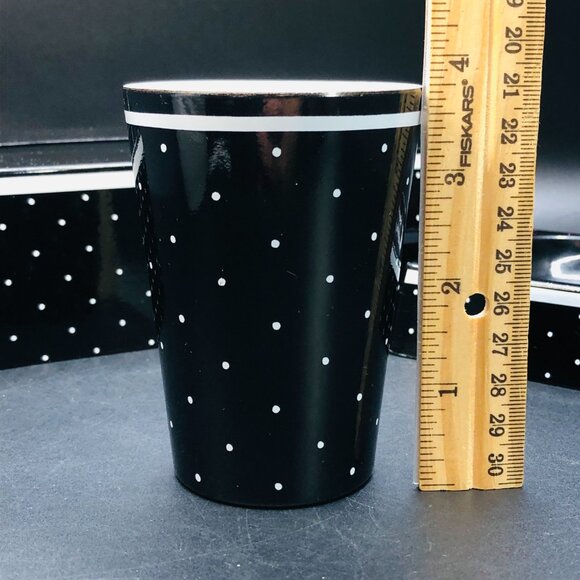 60s Mod Black and White Polka Dots Bathroom Accessory SET Tissue Box Cover Soap - Picture 10 of 11